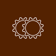 Settings, gear line icon. linear style sign for mobile concept isolated on brown background. 