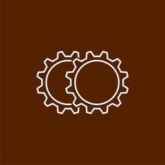 Settings, gear line icon. linear style sign for mobile concept isolated on brown background. 