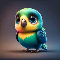 Obraz premium A colorful and playful parrot emoji with a smiling face. Generative AI.