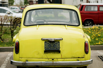  yellow retro car