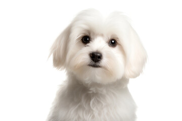 Obraz premium A beautiful Maltese with a white fluffy coat, showing off its adorable face in a close-up portrait. Generative AI