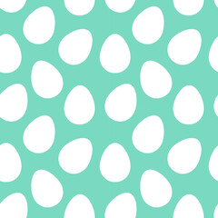 White eggs on blue background seamless pattern. Easter eggs wallpaper.