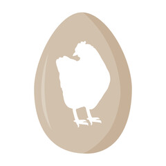 Easter egg decorated with white hen silhouette. Isolated vector illustration for poster, card or banner, Easter design element.