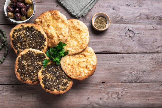 Manakeesh, zaatar and cheese arabic pizza