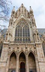 Fototapeta na wymiar Exterior view of the Neo-gothic Votive Church in Vienna, Austria