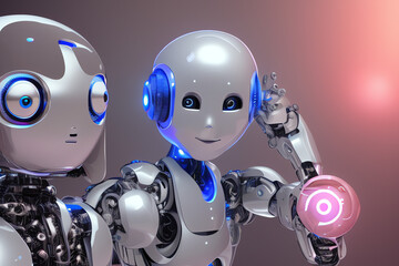 robot listening to music headphones happy laughing