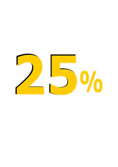 3d golden text with numbers - 25% - Sales