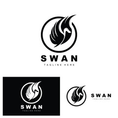 Swan Logo Design, Duck Animal Illustration, Company Brand Template Vector