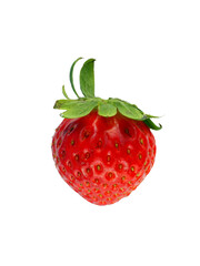 Juicy red strawberry on a white background.