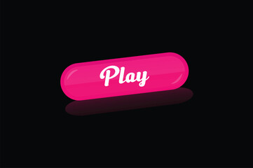 Simple vector illustration of play web pink button on black background 