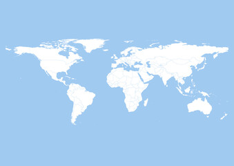 Fototapeta na wymiar Vector world map - with Baby Blue Eyes color borders on background in Baby Blue Eyes color. Download now in eps format vector or jpg image.