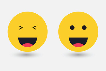 Fototapeta premium Grinning beaming emoji face with smiling eyes or happy smile emoticons showing teeth
