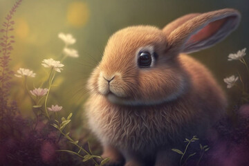 Fototapeta premium Easter Bunnies: Cute and Playful for Your Holiday Designs | Bunny Generative Ai