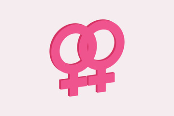 Pink gender symbol of lesbian.