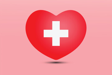 Obraz premium Switzerland flag in heart. vector emblem icon. country love symbol