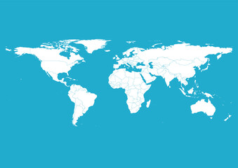 Vector world map - with Ball Blue color borders on background in Ball Blue color. Download now in eps format vector or jpg image.