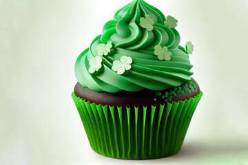 Plakat Green cupcakes for Saint Patrick's Day, realistic. Generative Ai