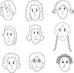 vector image of various male faces
