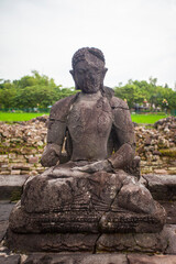 Fototapeta na wymiar Statues in the Plaosan temple complex, Candi Plaosan, is one of the Buddhist temples located in Klaten Regency, Central Java, Indonesia. Plaosan temple was built in the mid 9th century.