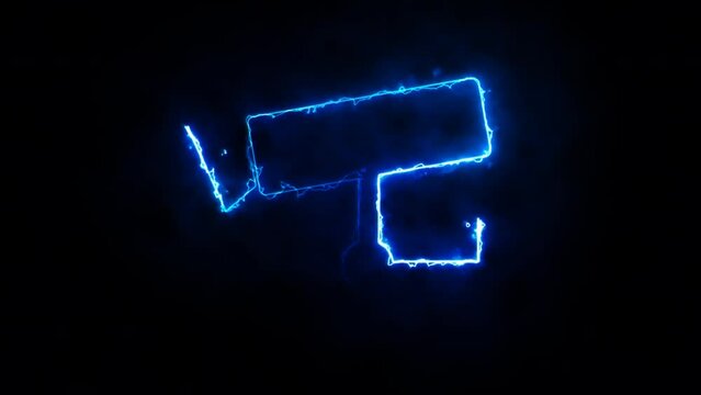 Surveillance camera icon glowing outlines