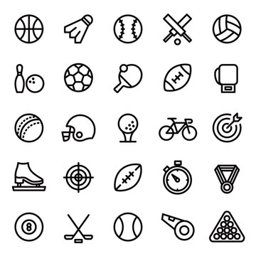 Sports Icon Set - Sports Items Balls Icons Set
