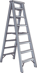 Color Cartoon Double Ladder From Steel. Illustration Isolated