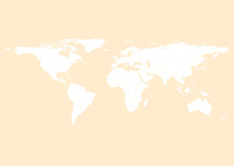Fototapeta na wymiar Vector world map - with Blanched Almond color borders on background in Blanched Almond color. Download now in eps format vector or jpg image.