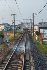 Fototapeta na wymiar 日本　香川県内を通るJR四国の土讃線の電車の線路
