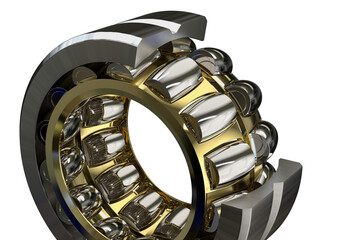 Cylindrical plain bearing. Transparent background. 3D-Rendering.