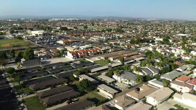 Drone shot of Cypress, California in Orange County