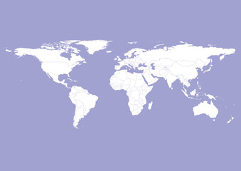 Fototapeta na wymiar Vector world map - with Blue Bell color borders on background in Blue Bell color. Download now in eps format vector or jpg image.