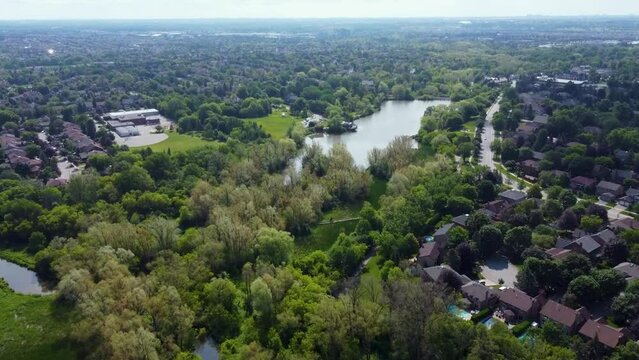 Aerial view of green space surrounding a Markham neighborhood.