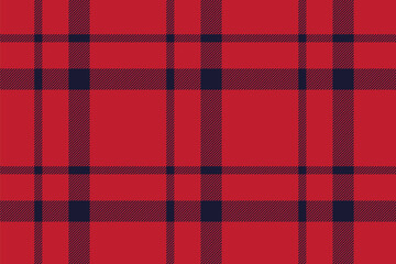 Plaid background, check seamless pattern in red. Vector fabric texture for textile print, wrapping paper, gift card or wallpaper.