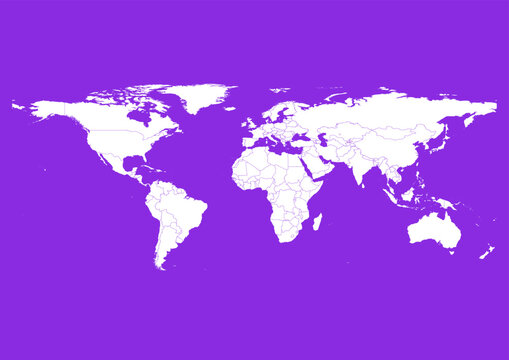 Vector world map - with Blue-Violet color borders on background in Blue-Violet color. Download now in eps format vector or jpg image.