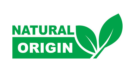 Natural origin label. Natural product logo. Organic Ingredients. Organic, eco and bio symbol. Vector illustration.