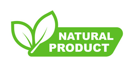 Natural product label. 100 percent natural. Organic, eco and bio symbol. Healthy food icon. Vector illustration.