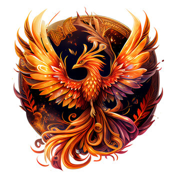 Mystical mythical character Phoenix, phoenix bird on a transparent background, phoenix logo, generative ai,