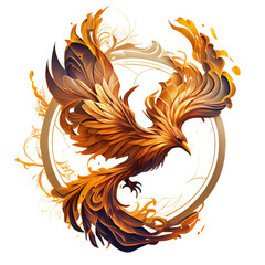 Mystical mythical character Phoenix, phoenix bird on a transparent background, phoenix logo, generative ai, - obrazy, fototapety, plakaty