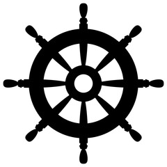 Rudder icon. Black silhouette illustration. Sailing symbol. Flat design style for website, app, infographics,..