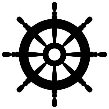 Rudder icon. Black silhouette illustration. Sailing symbol. Flat design style for website, app, infographics,..