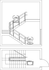 Detailed illustration vector sketch of platformlift for disabled people