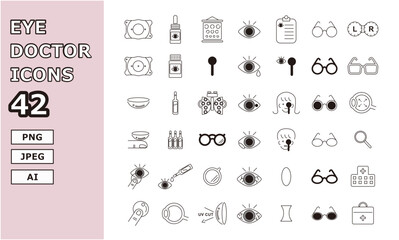 icons set eye doctor ophthalmologist