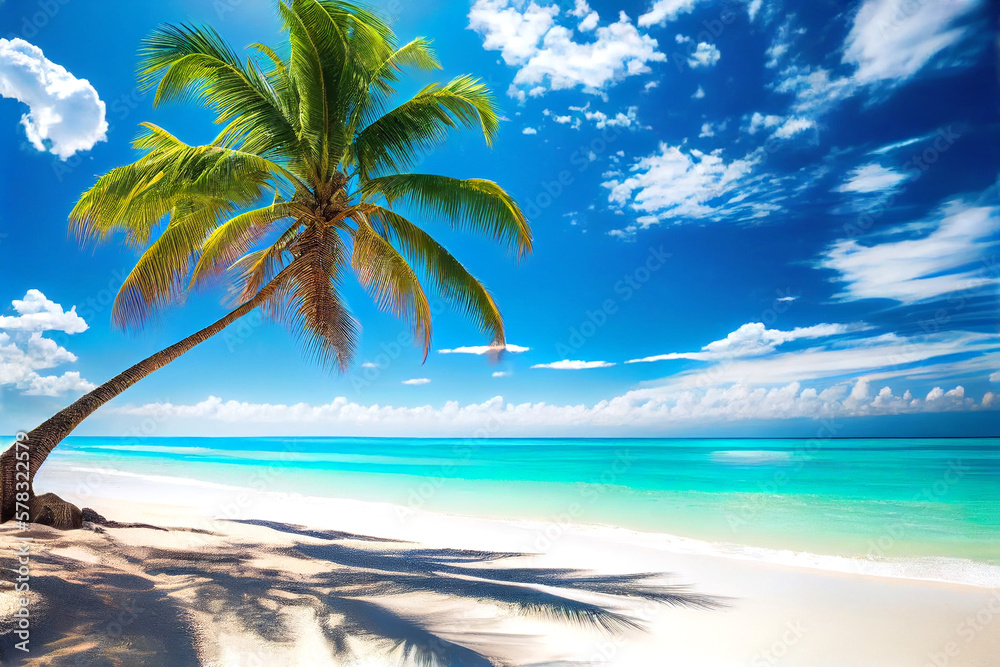 Wall mural beautiful nature tropical landscape beach with white sand. ai generative - Wall murals