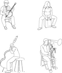 Vector sketch illustration of a musician playing music