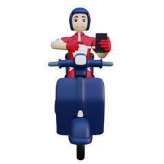 Fototapeta premium 3d rendering delivery man riding motorcycle