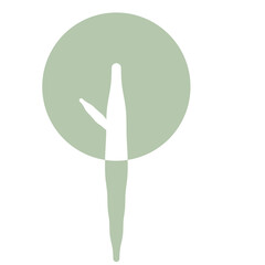 Flat Tree Green Environment Nature Monotone Collection Set