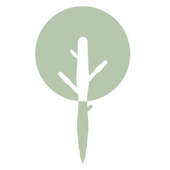 Flat Tree Green Environment Nature Monotone Collection Set