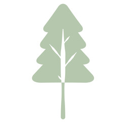 Flat Tree Green Environment Nature Monotone Collection Set