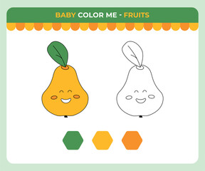 Coloring book for children, fruits_pear, spring children game