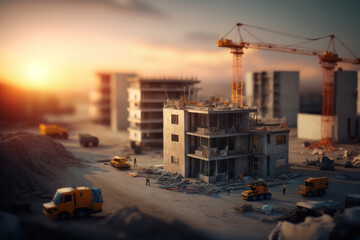 Obraz premium aerial view over a building construction site. Generative ai